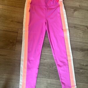 Lilly Pulitzer Pink and White Leggings with Side Stripe